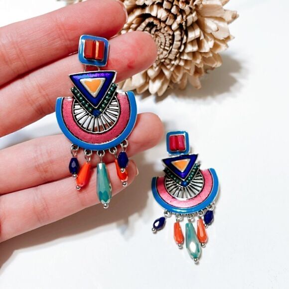 Boho statement earrings M250 - Picture 2 of 5